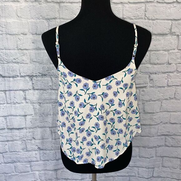 Mine floral print adjustable strap elastic fit lined cropped tank sz S - Picture 11 of 11